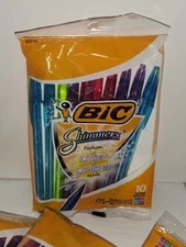 Bic Shimmers 10 Pack Fashion Colors Medium Point. 12 Packs Available. 