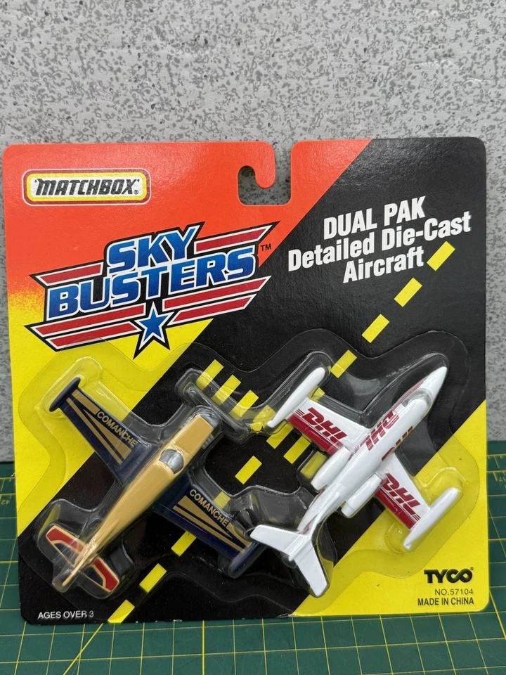 1994 TYCO Matchbox Sky Busters Dual Pak Piper Comanche & DHL Lear Jet Diecast - Image 2 of 4