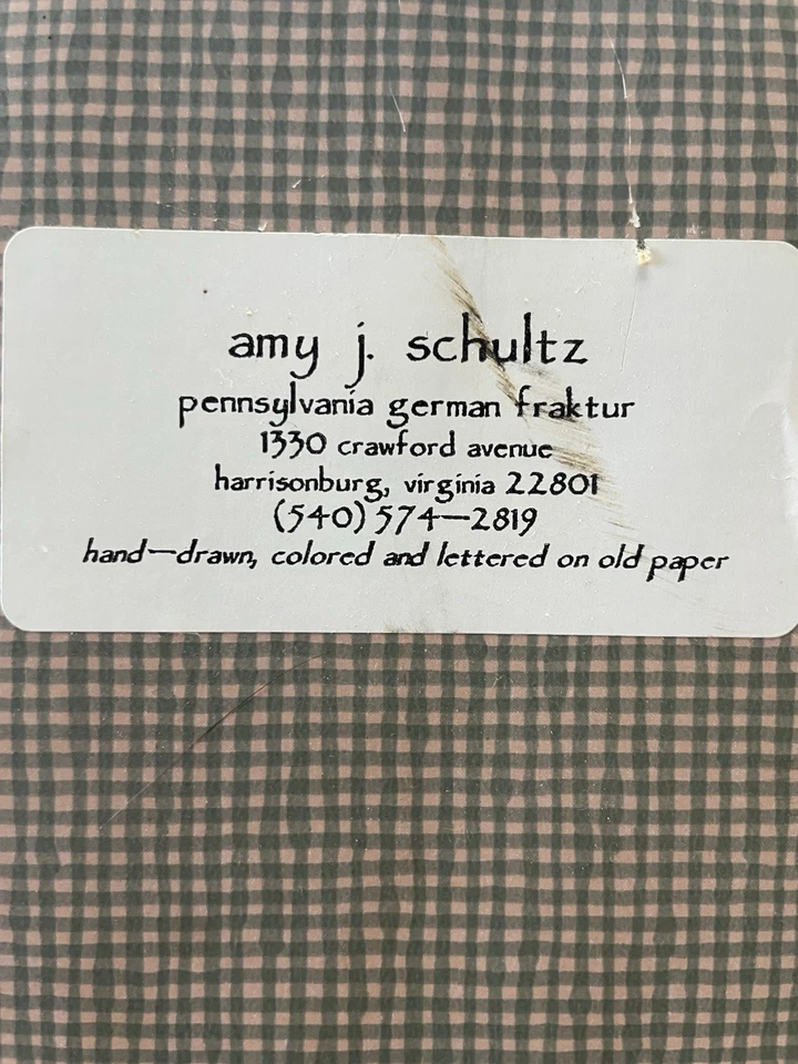 Ручной рисунок Fraktur народное искусство Gabriel флюгер Эми Дж. Шульц 1993 в рамке искусства - Изображение 3 из 4