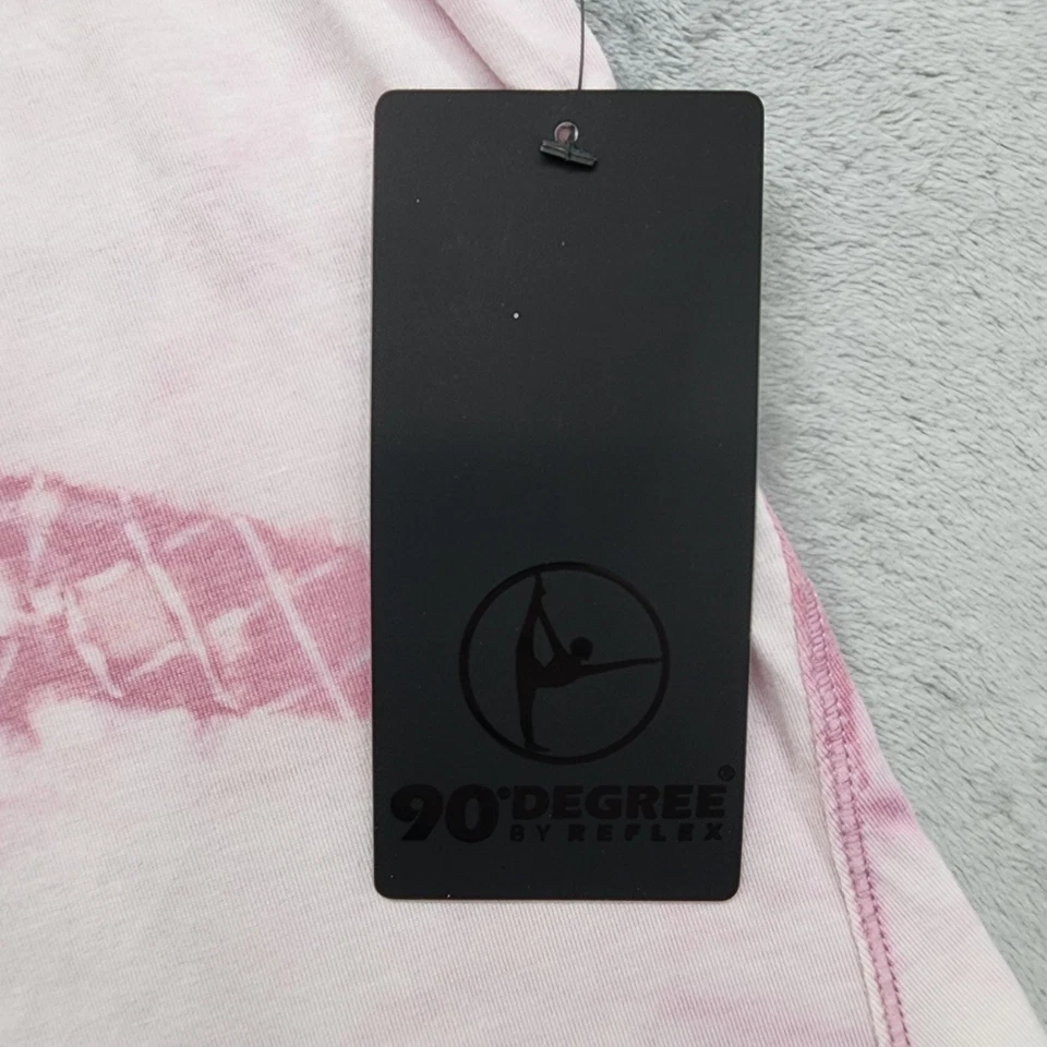 NEW 90 Degree by Reflex Tank Womens M Pink Tie Dye Racerback Split Hem Tie Back - Image 3 of 4