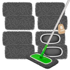 8 Pack Chenille Mop Pads, Reusable Microfiber Refills for 10''  12'' Gray