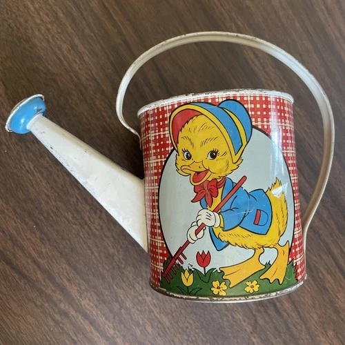 Vintage Childs Metal Watering Can Little Yellow Duck USA Ohio Art Co USA