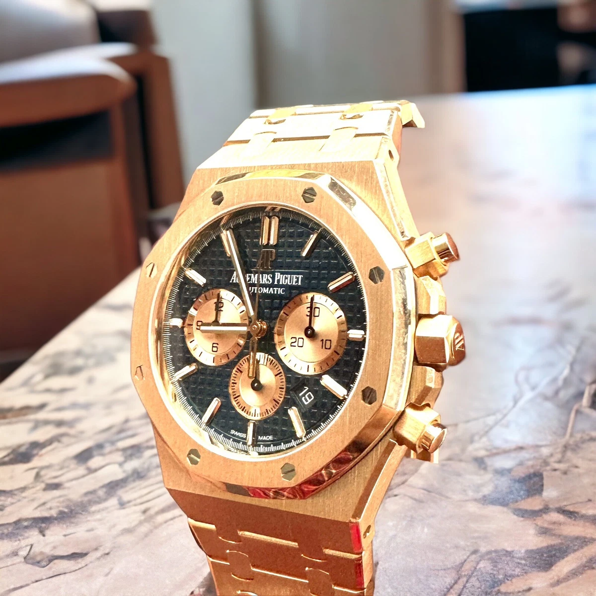 Audemars Piguet Royal Oak Chrono Auto Gold Mens Watch Date 26331OR.OO.1220OR.01