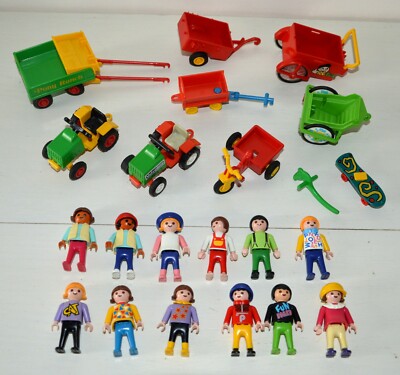 Playmobil Geobra Figuren Konvolut Kinder Traktor Spielzeug Wagen Bauernhof Vintage