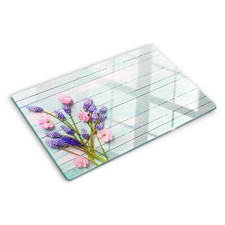 Glas-Herdabdeckplatte Ceranfeldabdeckung Spritzschutz 80x52 Lavendel Holz