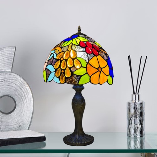 Tiffany Style Table Lamp Stained Glass Handcrafted Art Desk Light Bedside Lamps - Picture 11 of 16