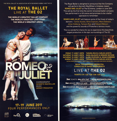  THE ROYAL BALLET ROMEO & JULIET 2011 LONDON O2 FLYER X 2