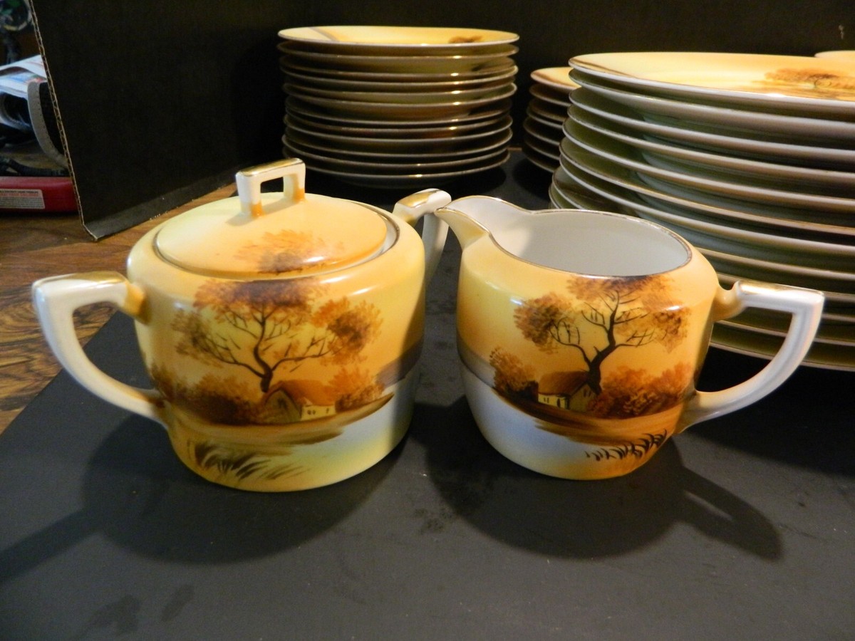 Antique 68 Pcs Set Of Hand Painted Noritake Tree In The Meadow