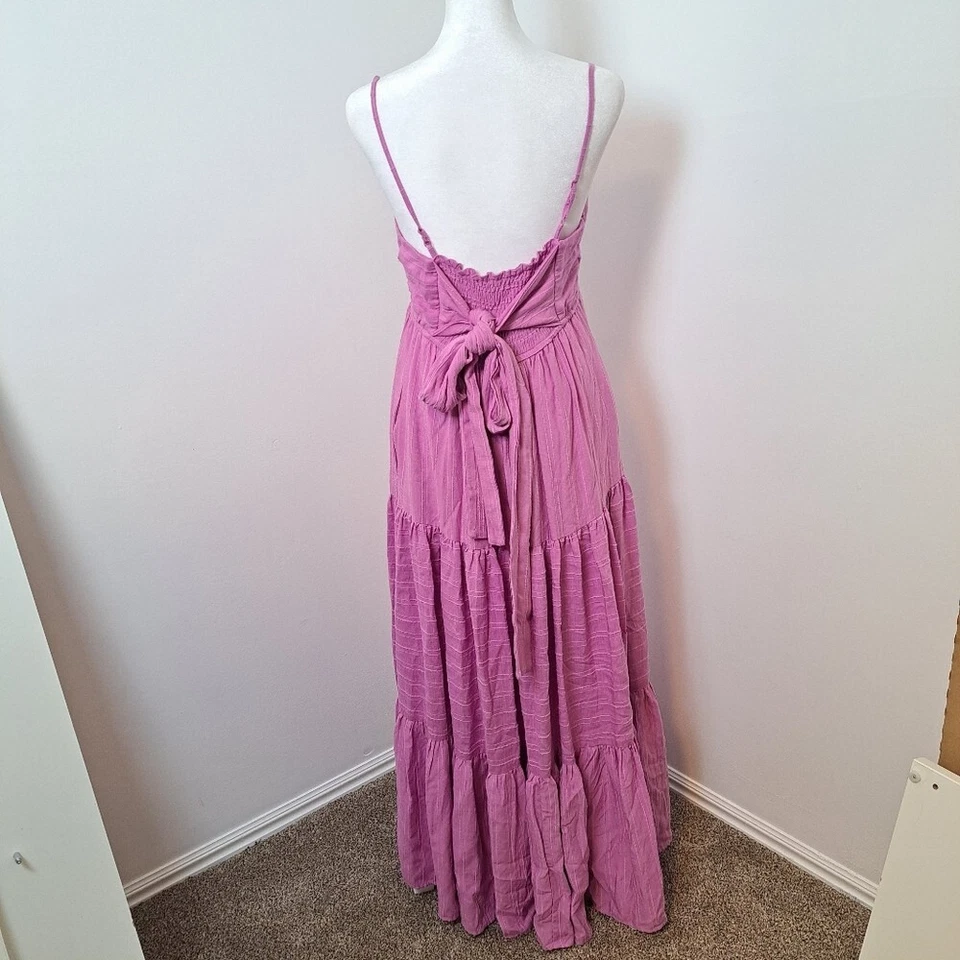 NOVO Vestido Maxi de Fada Boho Romântico Fluxo em Camadas Roxo Claro Alta Hippie Tamanho M - Imagem 2 de 4