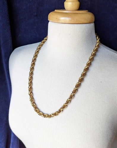 COLLANA Vintage Classica MONET 24" Catena CORDA INTRECCIATA Tono Oro - Foto 3 di 9