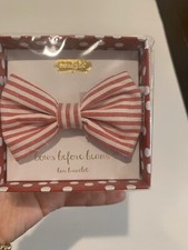New MudPie Bows before Beaus Red And White Stripes Toddler Infant Bow tie Snap
