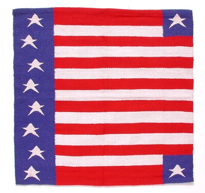 Western Saddle Blanket - Patriotic American Flag - Red-White-Blue - 32'' x 32''