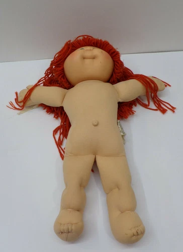 1985 Cabbage Patch Doll Red Hair Green Eyes Blue Signature One Dimple Nude