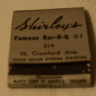 Shirley's Bar-B-Q Chicago Illinois 20 Strike Matchbook Cover