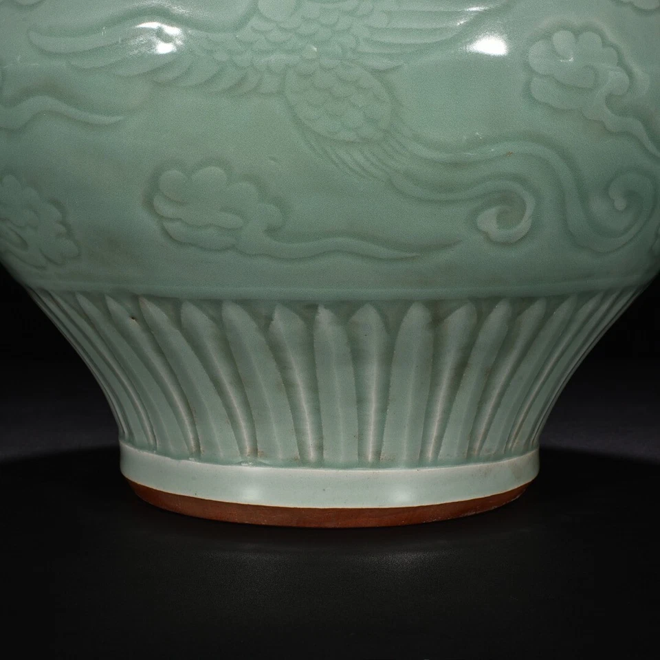 13,7-дюймовый китайский антикварный фарфоровый горшок с листьями феникса династии юаней longquan - Изображение 4 из 4