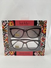 Nicole Miller NY Readers Black Tort SET of 2 READING GLASSES 2.00 Blue Light