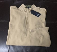 NWT Ben Sherman Quarter Zip Birdseye Pullover Mens Size XL Sand Tan 89 OFF