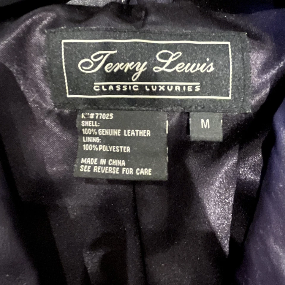 Fantástica Chaqueta de Lujo Clásica Terry Lewis de Cuero Genuino Negra De Colección Foto 3 de 3
