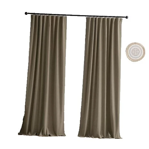 Lino cortinas De Ventana Marrón Sólido