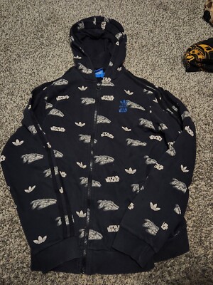 Adidas Star Wars Hoodie Jacket Stripe Full Zip Millennium Falcon Boy's XL 