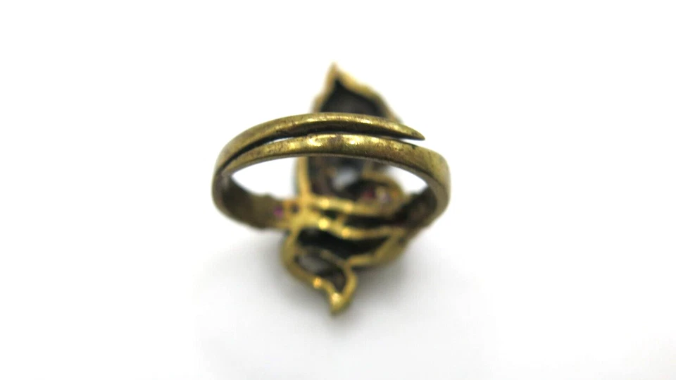 Anillo Dragón Naga Vintage - Piedras Preciosas Multicolores - Anillo Latón Ajustable Talla 9 Foto 4 de 4