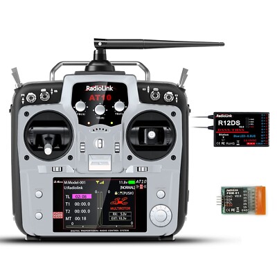 Radiolink AT10II 12 Channels 2.4G RC Transmitter and Receiver R12DS & PRM-01 ...