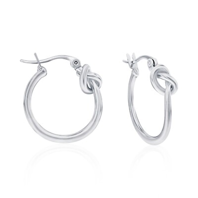 14K White Gold Plated Knotted Braided Hoop Earrings Dangle Earrings For Women