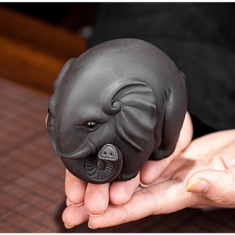 A la venta té chino mascota elefante estatua mascota casa calentamiento regalo artículos de arte pequeños Foto 4 de 4