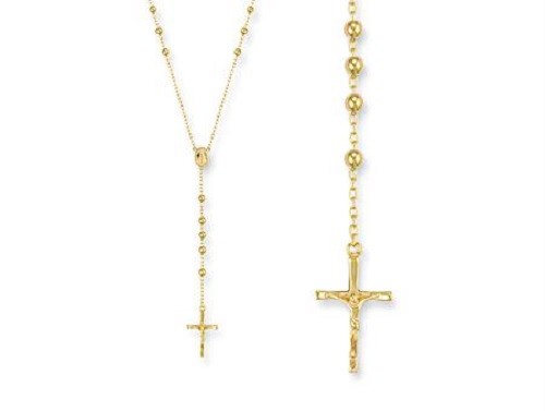 9CT FULLY HALLMARKED YELLOW GOLD ROSARY 