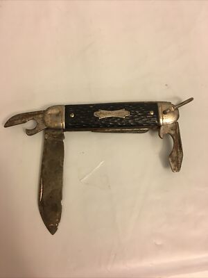 Vintage COLONIAL PROV. USA FOREST MASTER BOY SCOUTS CAMP 3- BLADE KNIFE C. 1960