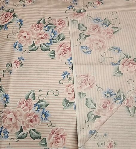 Vintage 1990 Daisy Kingdom FABRIC Floral Pink White Stripe 28"L×45"W - Picture 8 of 8