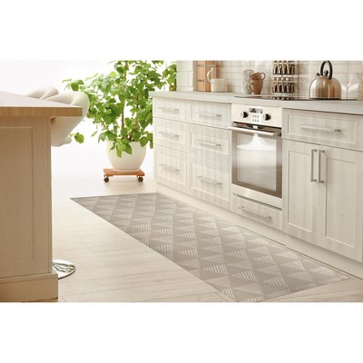 TRIANGULAR PRISM BEIGE Kitchen Mat By Kavka Designs Beige 2'6'' x 8' Runner