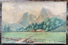 Old Oil On Canvas Signed And Dated 1905: Mountain Landscape In France