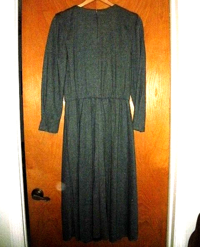 STUART ALAN DRESS GRAY 14 W SILVER BUTTONS PULL OVER ZIP BELOW KNEE USA 1980'S - Picture 2 of 5