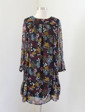 Ann Taylor Loft Outlet Multi Color Floral Printed Shift Dress Lace Sz XS Casual 