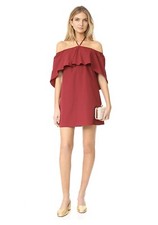 Alice + Olivia Jada Caped Shift Dress Bright Bordeaux Red Size M NWOT $280