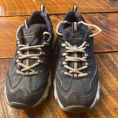 Women's blue grey Skechers D'Lites sneakers size 11 Good Shape With Wear  Deal!