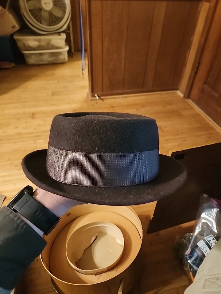 Vintage Stetson Brown Wool Fedora Hat The Gun Club Size 7 Royal De Luxe w/ Box - Image 4 of 4