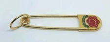 Vtg Enamel Tanqueray Gin Gold Tone Giant Safety Pin Key Tag Key Chain 5" Long