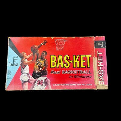 Vintage Bas-Ket Game Complete 1966 Cadaco Basketball