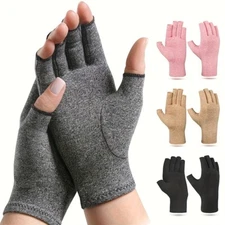 1x Fingerless Arthritis Gloves Compression Copper Pain Relief Hand Wrist Support
