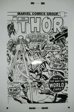 Large Production Art MIGHTY THOR #244 cover, RICH BUCKLER art, 11x17