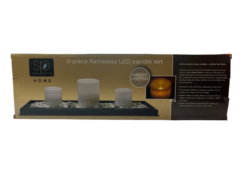 Juego de velas LED sin llama de 3 piezas - Sarah Peyton Home - Nuevo en caja Foto 2 de 4