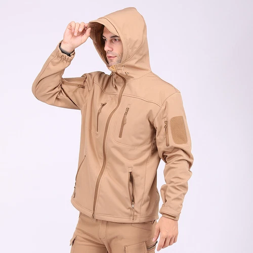 Giacca a vento tattica uomo soft shell giacca esercito jacket cappuccio tempo libero ~ - Foto 51 di 65