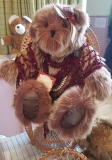 Large Artist Made Bear In Wicker Chair