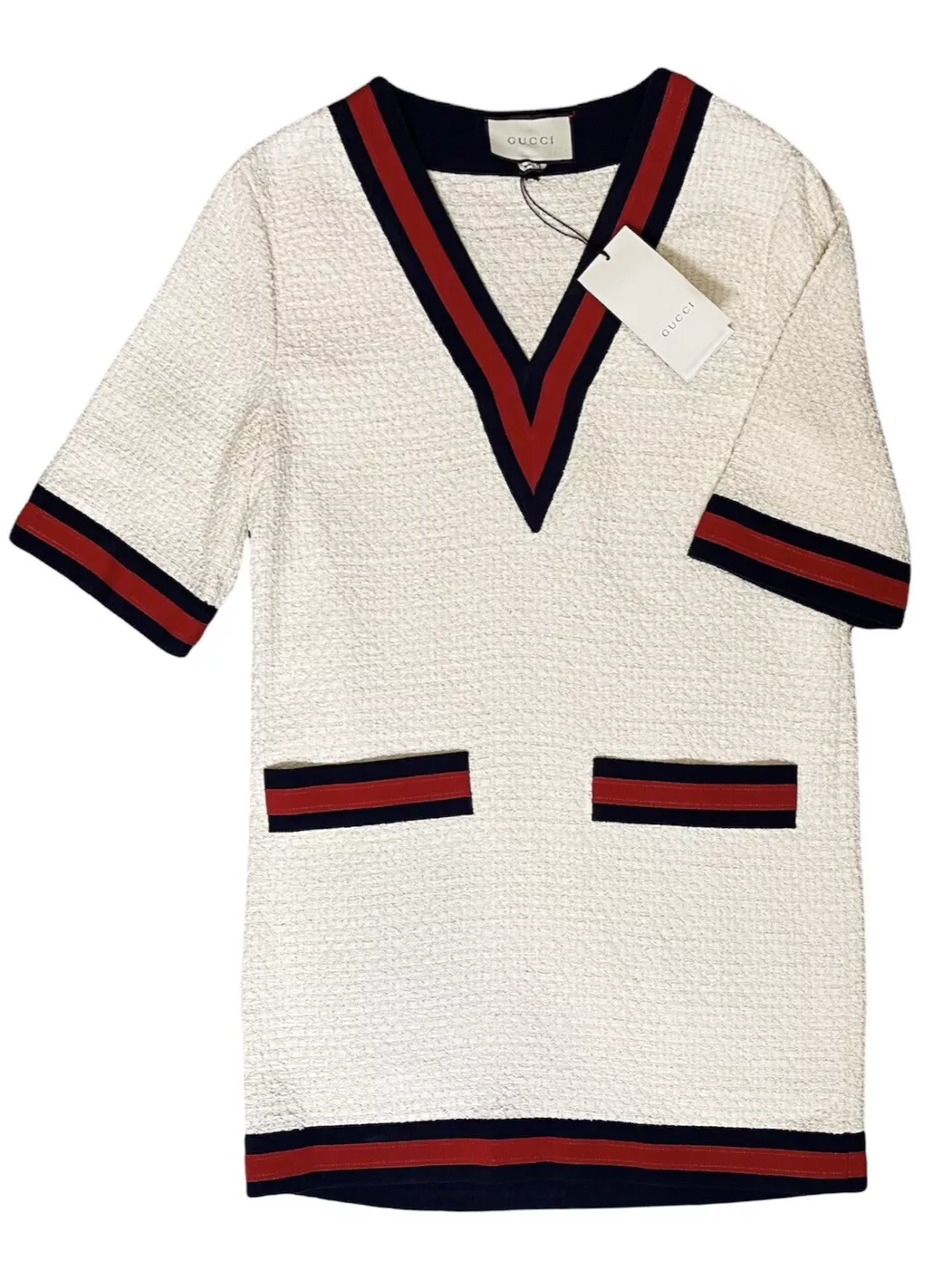 Robe décontractée neuve Gucci ivoire Web Tweed Gardenia