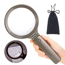 Magnifying Glass With Light - 3X 5X Magnification, 3 Modes 16 LEDs, Battery P...