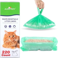 220PCS Litter Box Liner Bags Compatible with 1 Count (Pack of 220), Green 