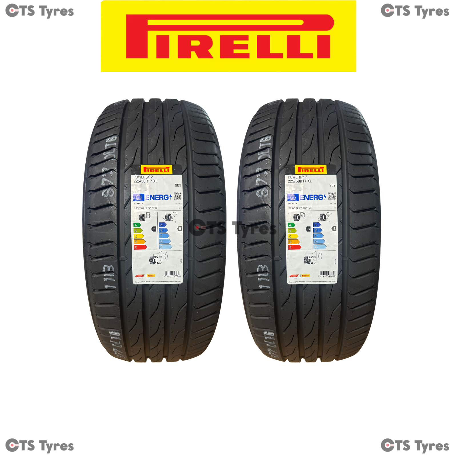 4X 225/50R17 Pirelli Powergy 2 98Y XL NEW *B/B RATED* B WET GRIP - 225 50 17 - Image 6