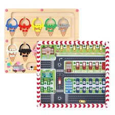 2 in 1 Magnetic Color and Number Maze,Alphabet Maze,Montessori Toy for 3-6 Ye...